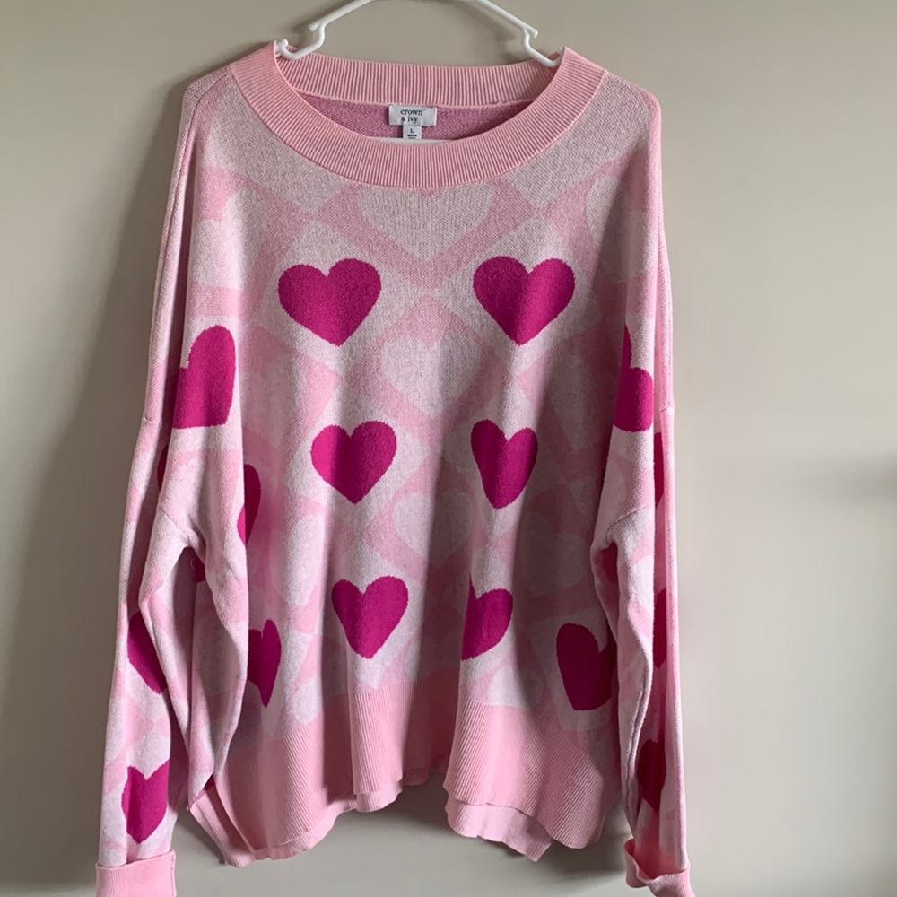 Sold elsewhere, no longer available .Crown & Ivy heart sweater size large